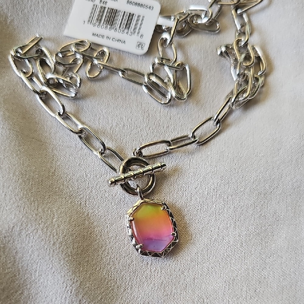 Kendra Scott Daphne Sunrise Watercolor  Illusion Silver Chain Necklace NWT